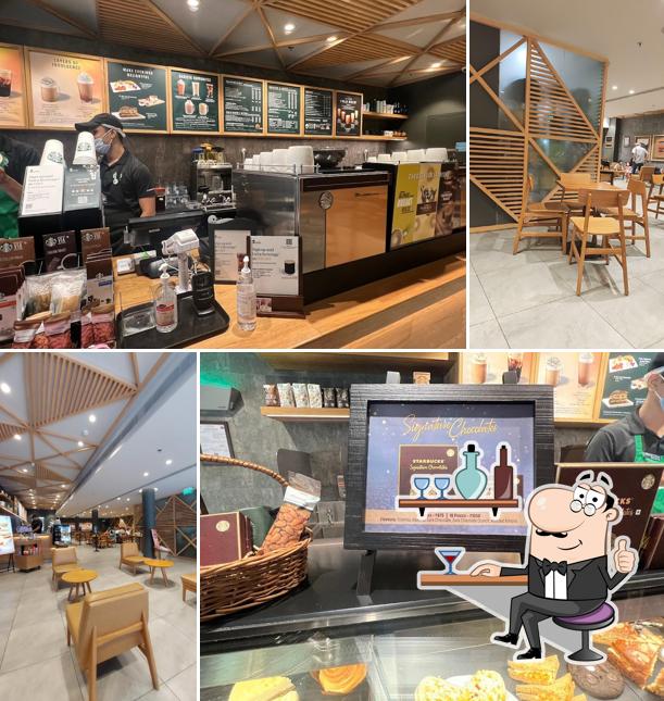 The interior of Starbucks