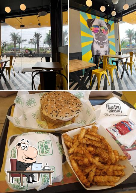 Among different things one can find interior and food at The Burger Company