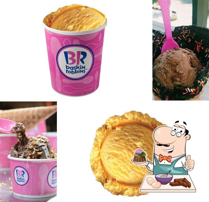 Baskin Robbins offers a selection of sweet dishes