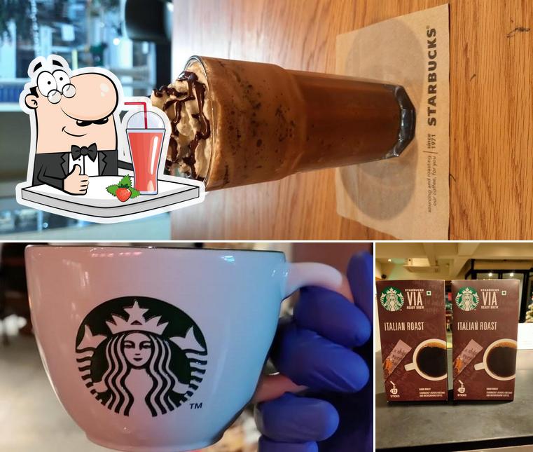 Enjoy a beverage at Starbucks