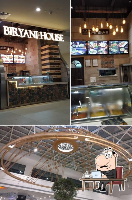 This is the picture displaying interior and exterior at Biryani House