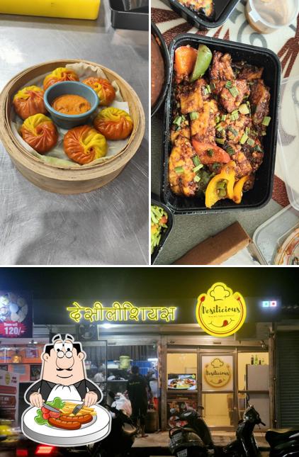 Take a look at the image showing food and exterior at Desilicious
