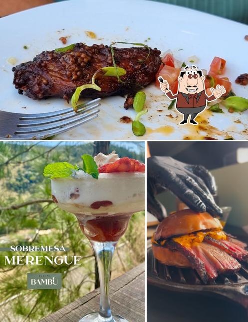 A comida e bebida do restaurante