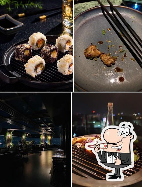 Sushi rolls are offered by KooX - Rooftop Asian Grill