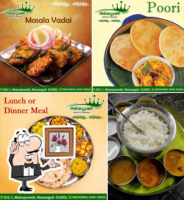 The interior of Annapoorani Pure Vegetarian Restaurant