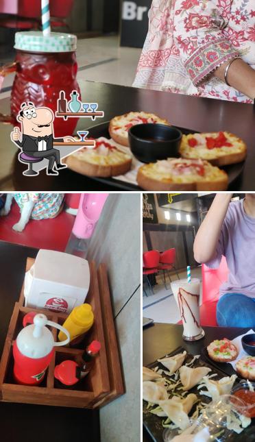 The interior of Brew-Berry Cafe Omaxe World street Sector-79 faridabad