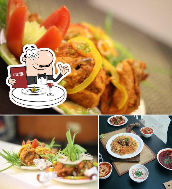 The restaurant's food and dining table