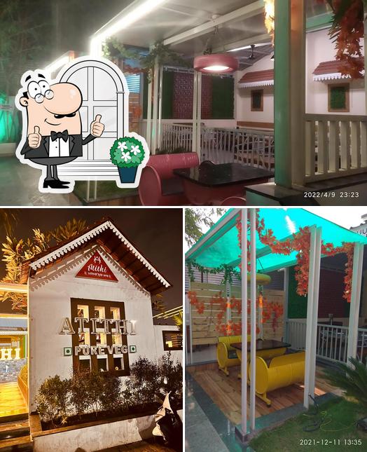 Among different things one can find exterior and interior at Atithi Pure Veg