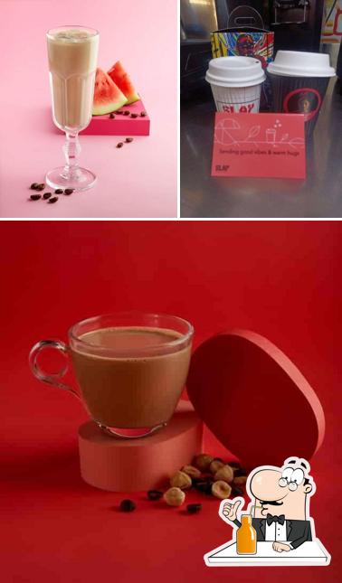 Enjoy a beverage at SLAY Coffee
