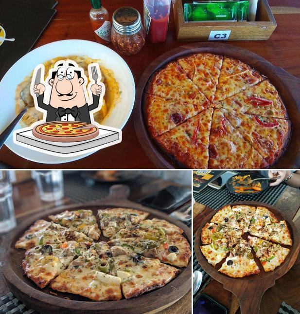 Order pizza at Azure Sky Corner