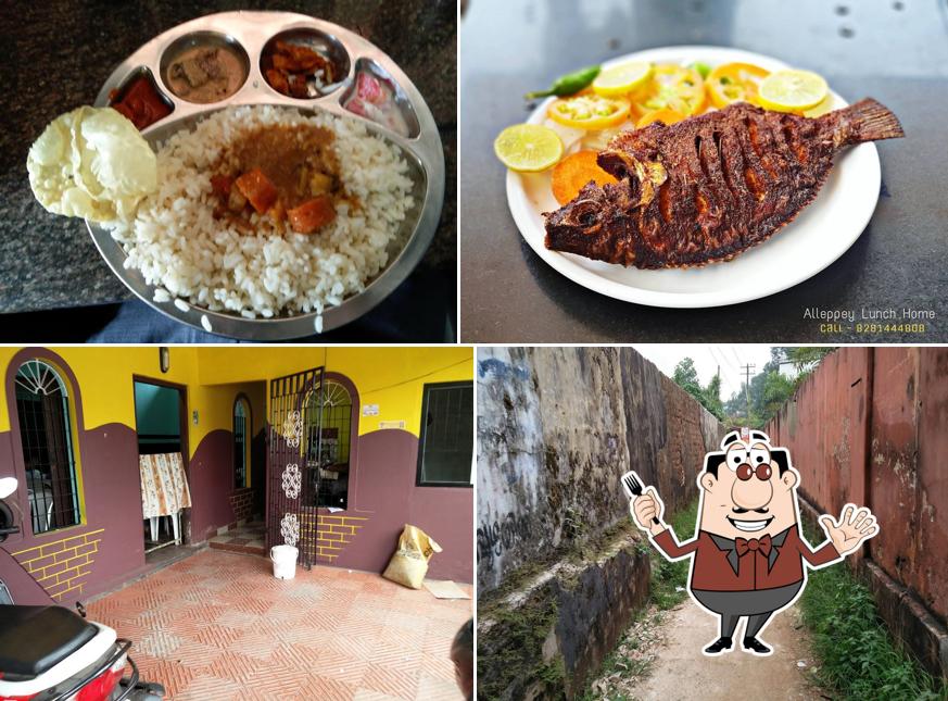 The picture of food and exterior at Kerala Mess [Aleppey Lunch Home]