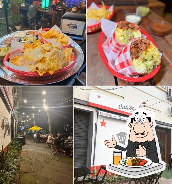 A comida e interior do restaurante
