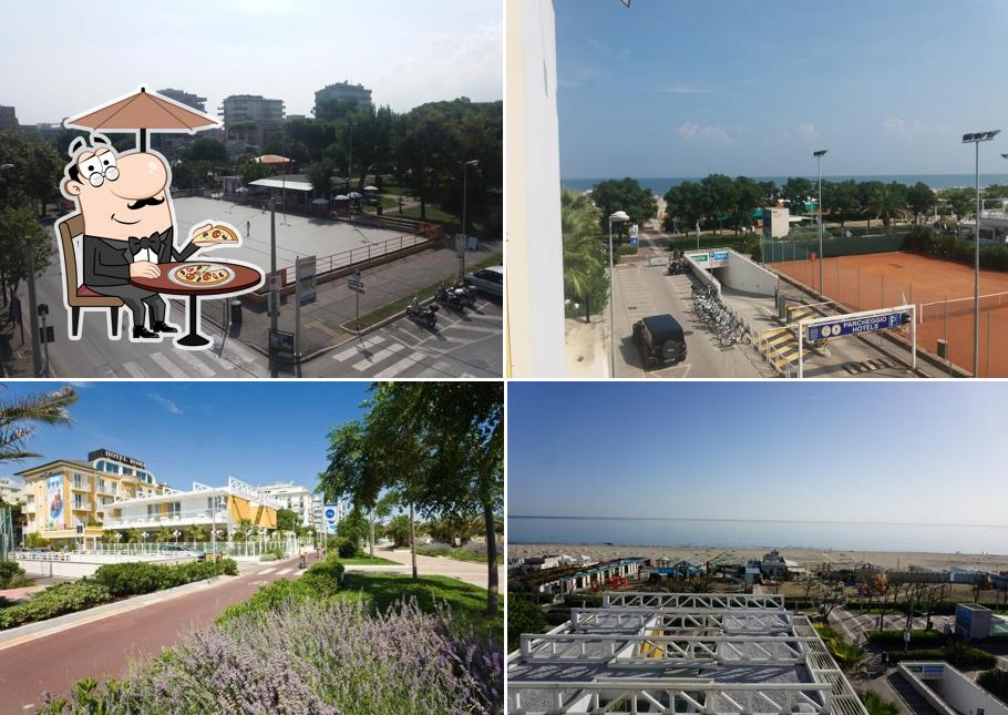 Puoi goderti l'aria fresca da seduto all'esterno di Hotel Roma