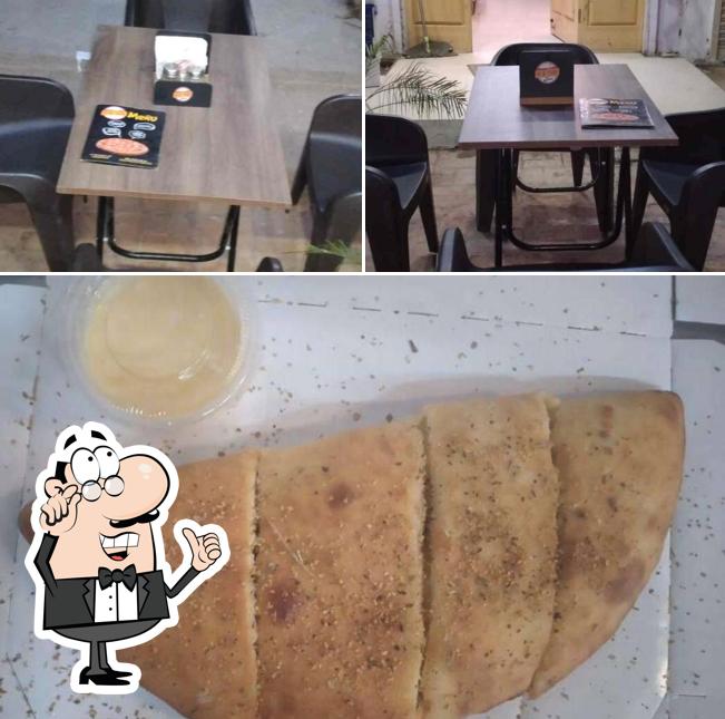 The restaurant's interior and food