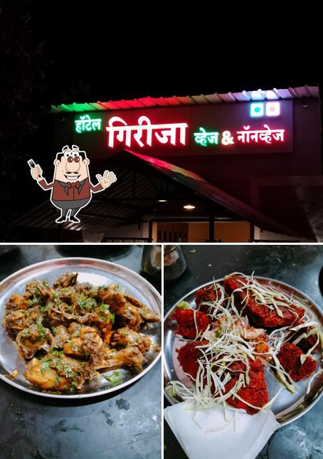 The image of food and exterior at Girija hotel