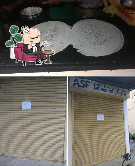 The restaurant's interior and cake