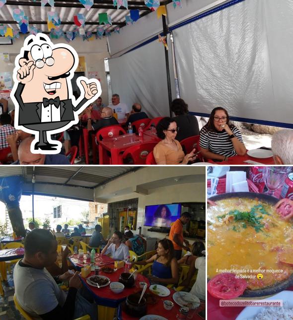 A interior e comida do restaurante