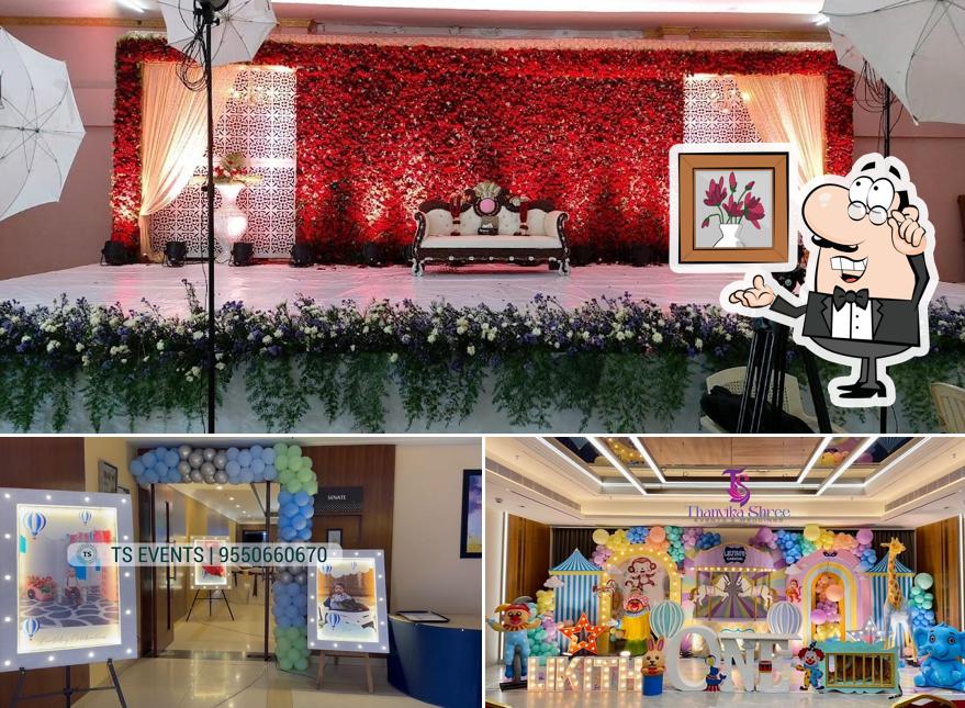 The image of interior and food at Thanvika Shree Events