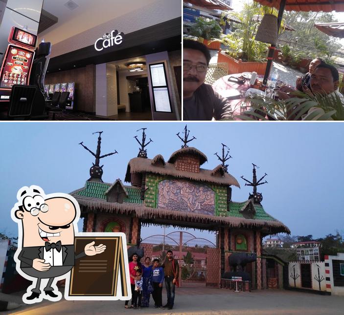 Among various things one can find exterior and interior at Rooftop Cafe, Diphu