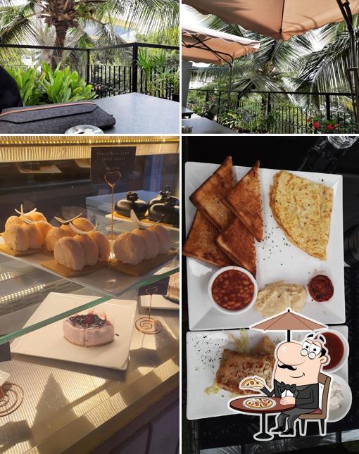 The restaurant's exterior and food