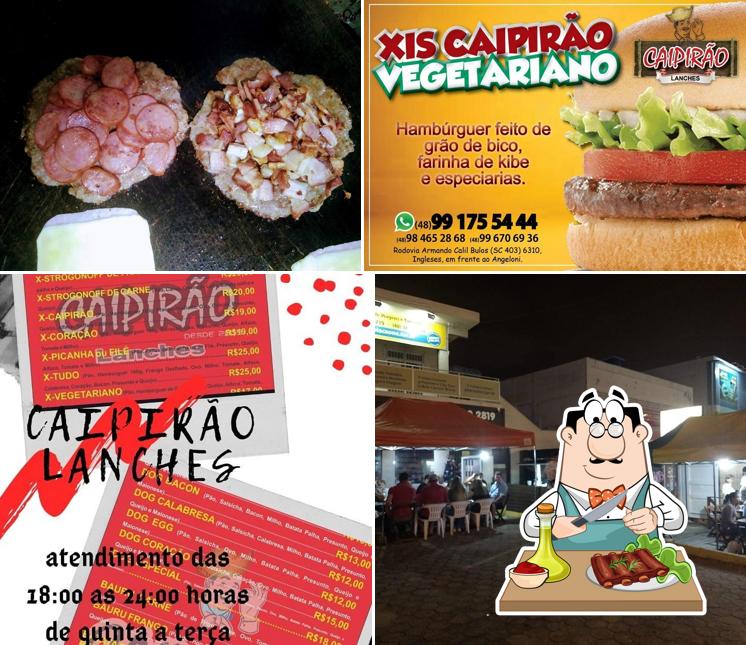 Prove pratos de carne no Caipirão Lanches