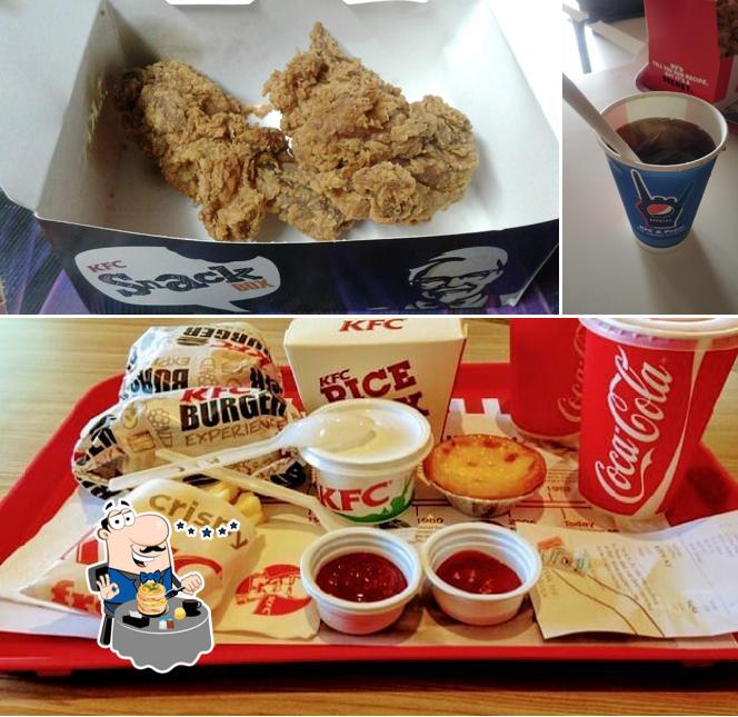 Among various things one can find food and beverage at KFC