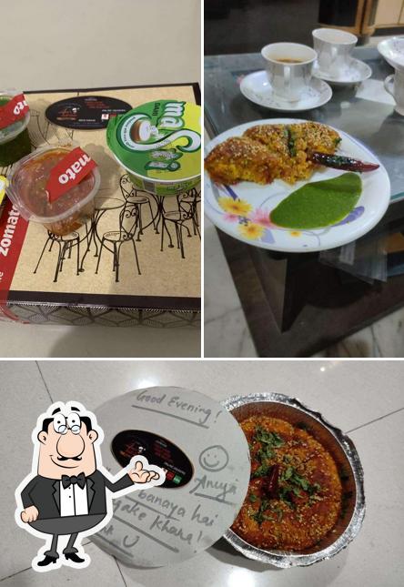 The restaurant's interior and food