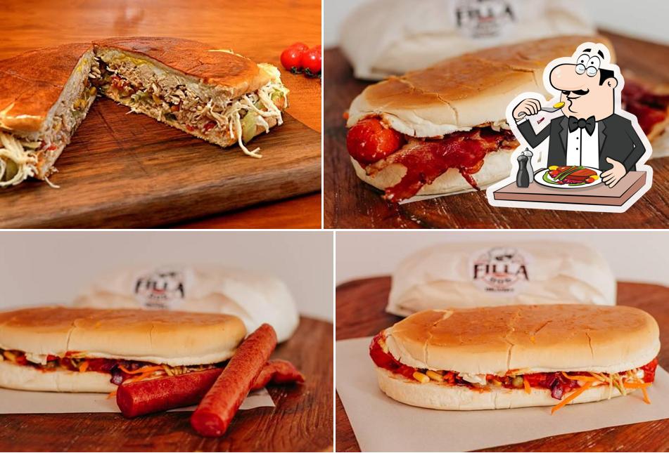 Sanduíche de carne de porco desfiada em Filla dog