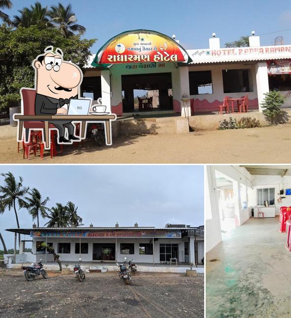 The photo of interior and exterior at Radha Raman Hotel