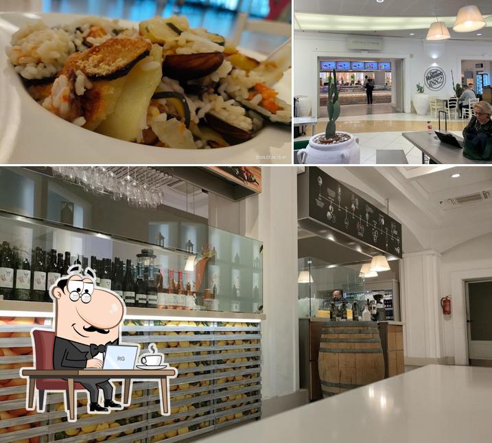 La immagine di interni e cibo da Ristorante n-dèrre a la lanze