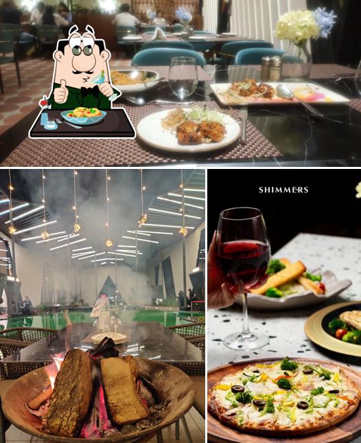 The picture of food and dining table at Shimmers