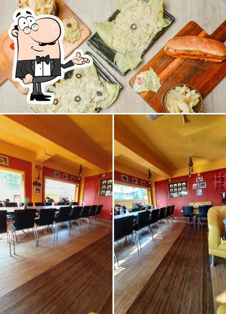 The restaurant's interior and food