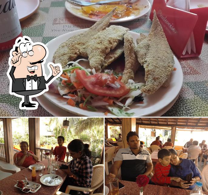The restaurant's interior and food