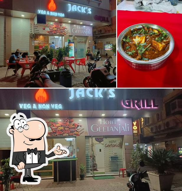 Take a look at the image showing interior and food at Jack's Grill Veg & Non Veg