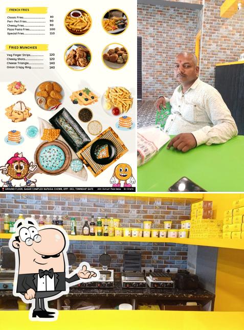Among different things one can find interior and food at Waffco