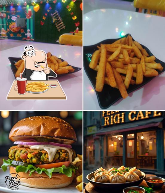 French fries at Feel Rich Cafe And Family Veg Restaurant