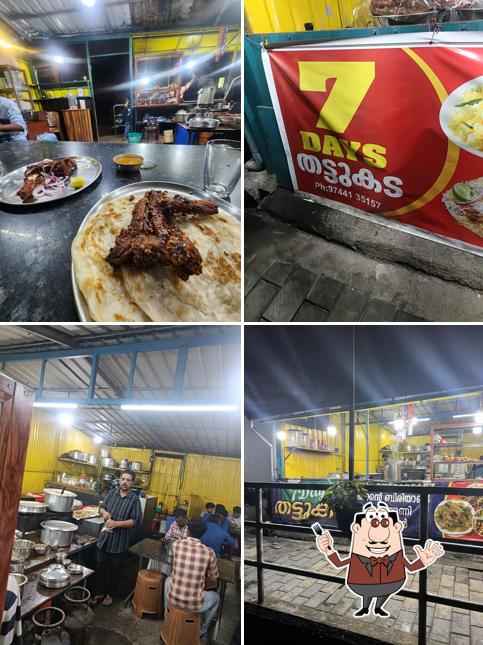 Check out the picture depicting food and interior at 7 days thattukada