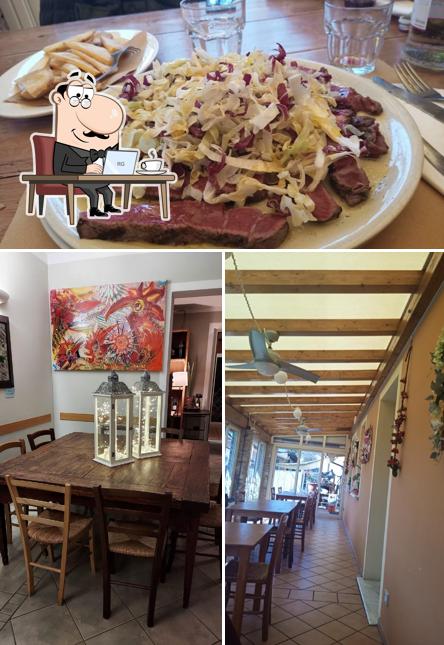 Dai un’occhiata alla immagine che mostra la interni e tavolo da pranzo di Trattoria Sei Ponti