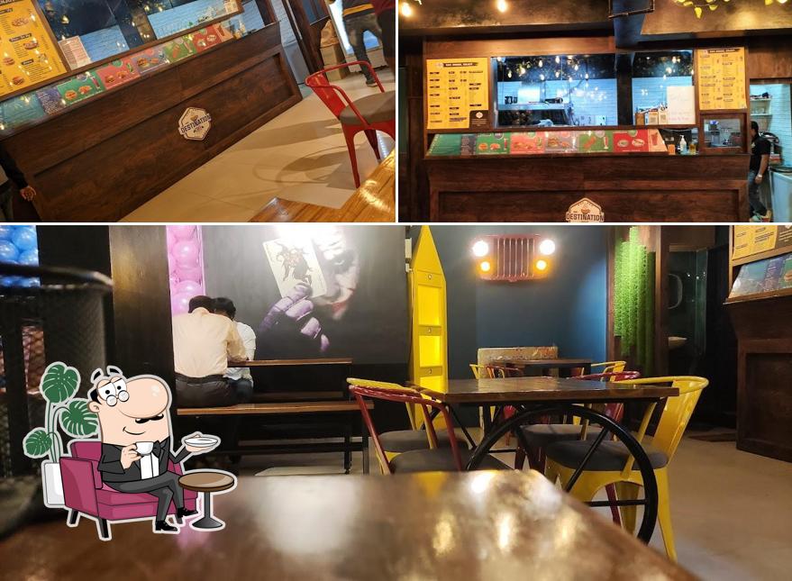 Take a seat at one of the tables at Destination Cafe