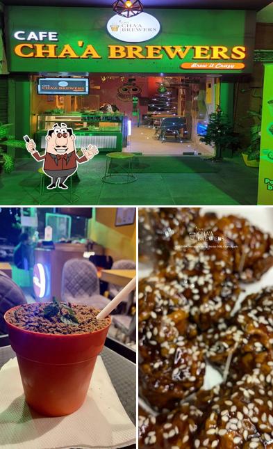 This is the picture depicting food and exterior at Cafe Cha’a Brewers