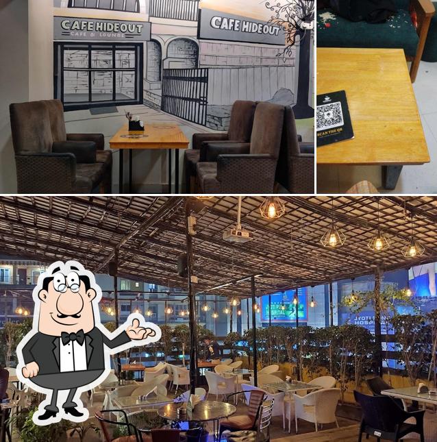 Take a seat at one of the tables at Cafe Hideout