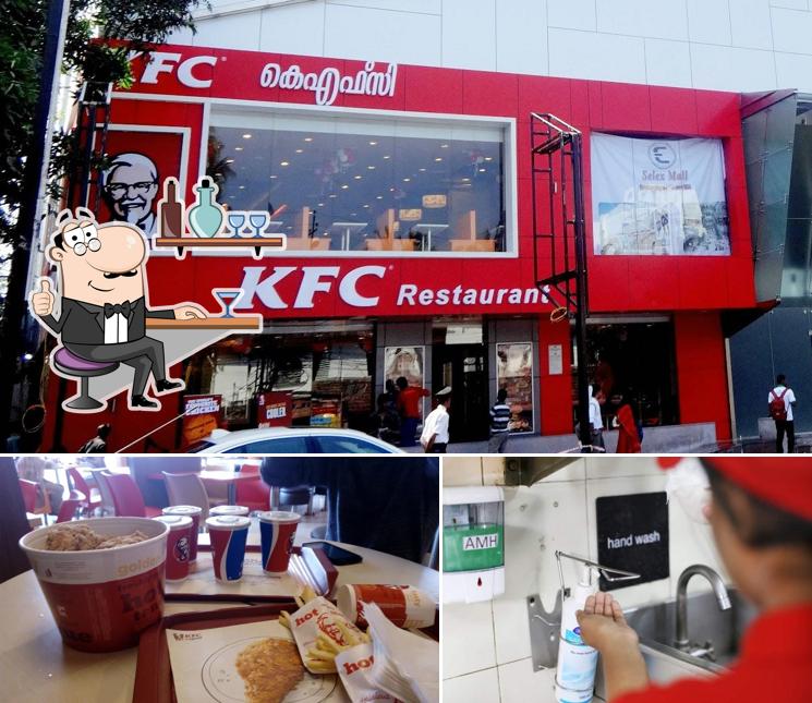 Take a seat at one of the tables at KFC