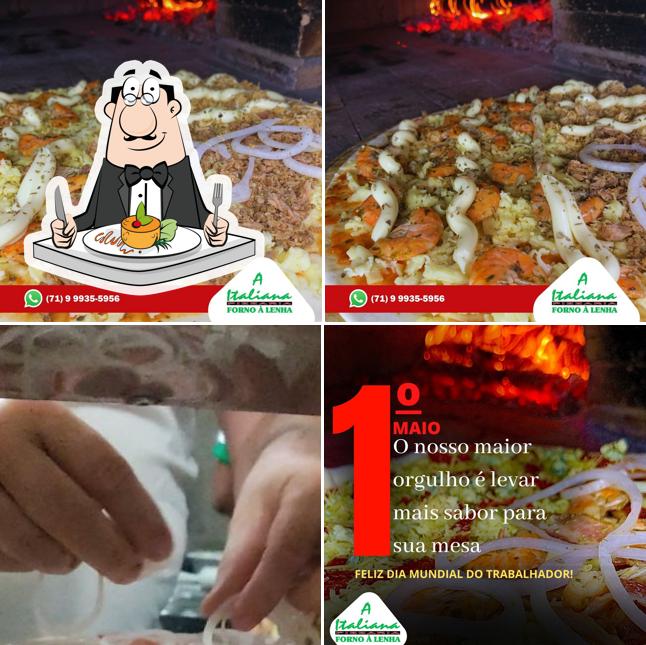 Comida em A italiana pizzaria forno a lenha