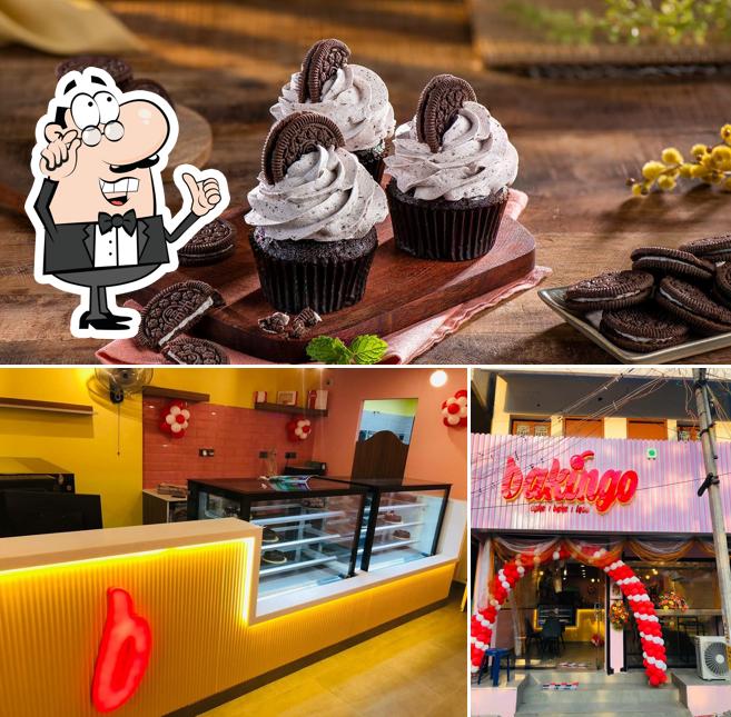 Check out the photo depicting interior and food at Bakingo