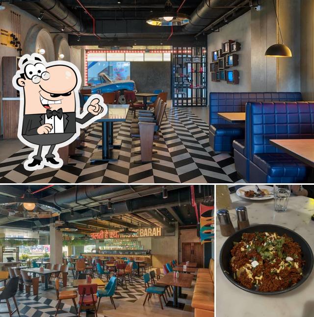 The restaurant's interior and food