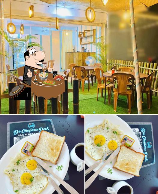 Take a look at the photo displaying food and interior at De Chapora Deck