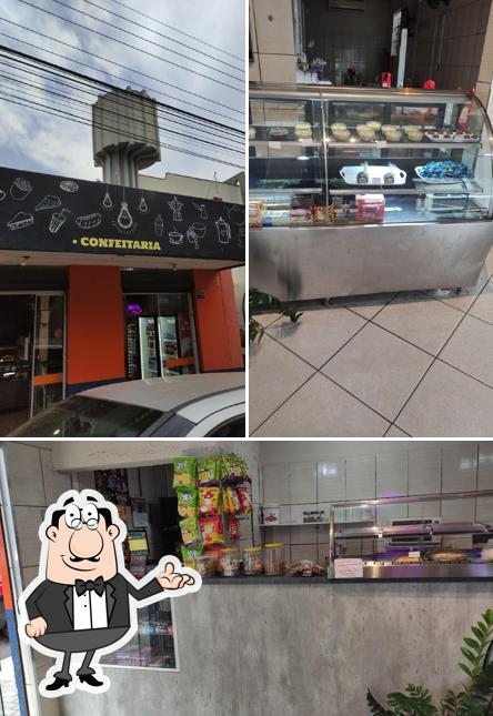 Confira a ilustração ilustrando interior e exterior a Ricioli's restaurante e Cia