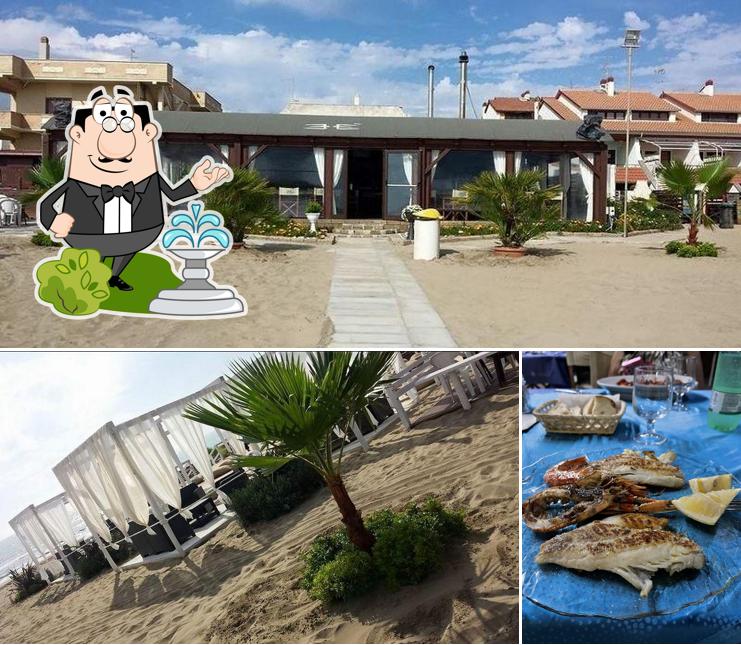 La esterno e cibo del ristorante