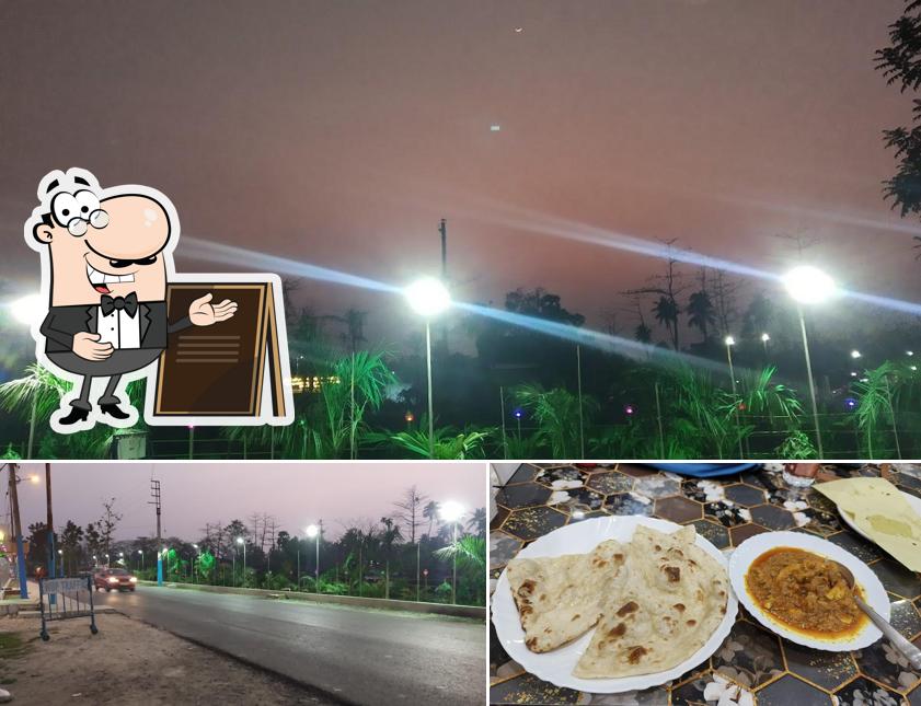 The restaurant's exterior and food