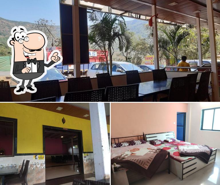 Take a seat at one of the tables at Nisarg Dhaba mahabaleshwar-pratapgad road haroshi